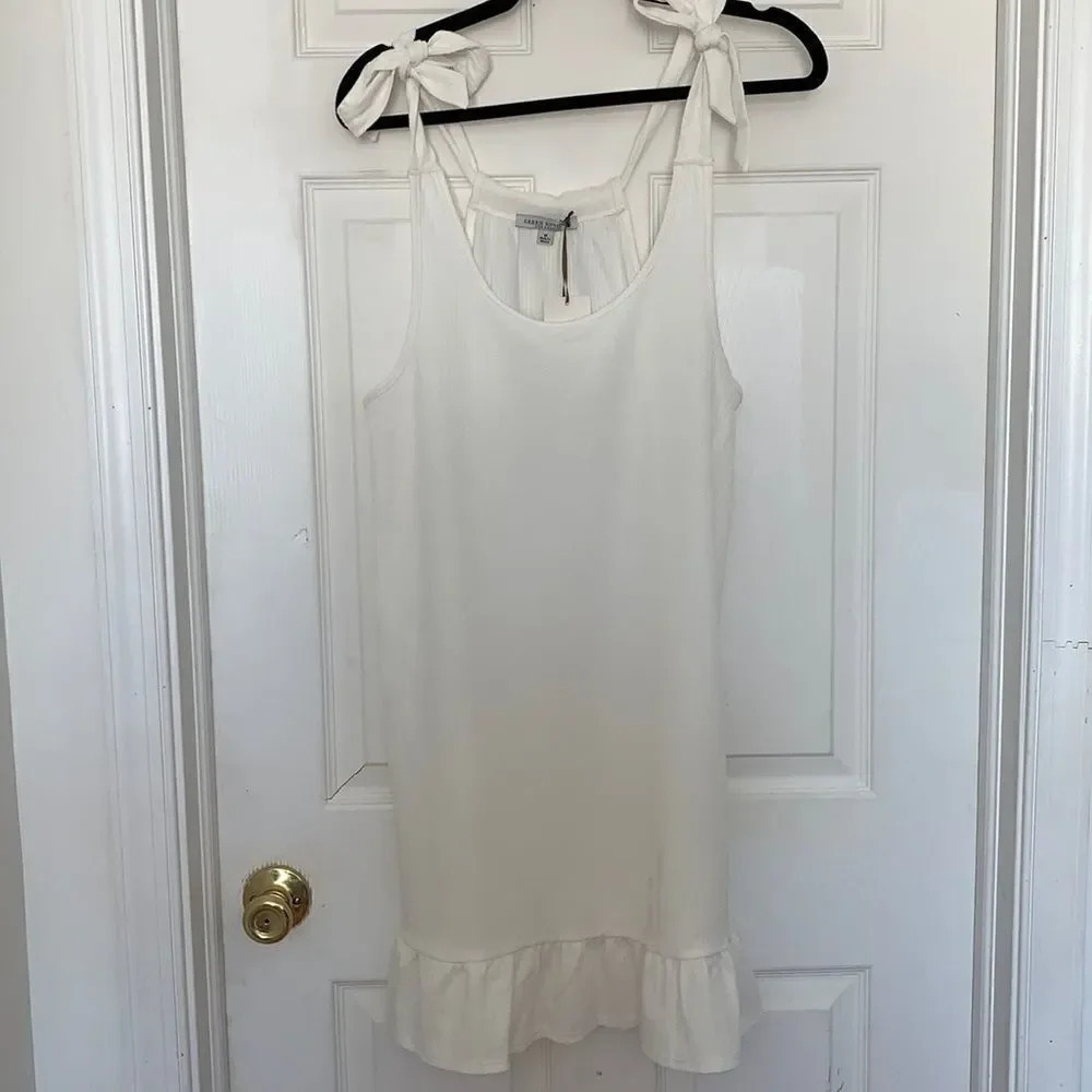 Green Envelope Tie Sleeve Dress White Size M